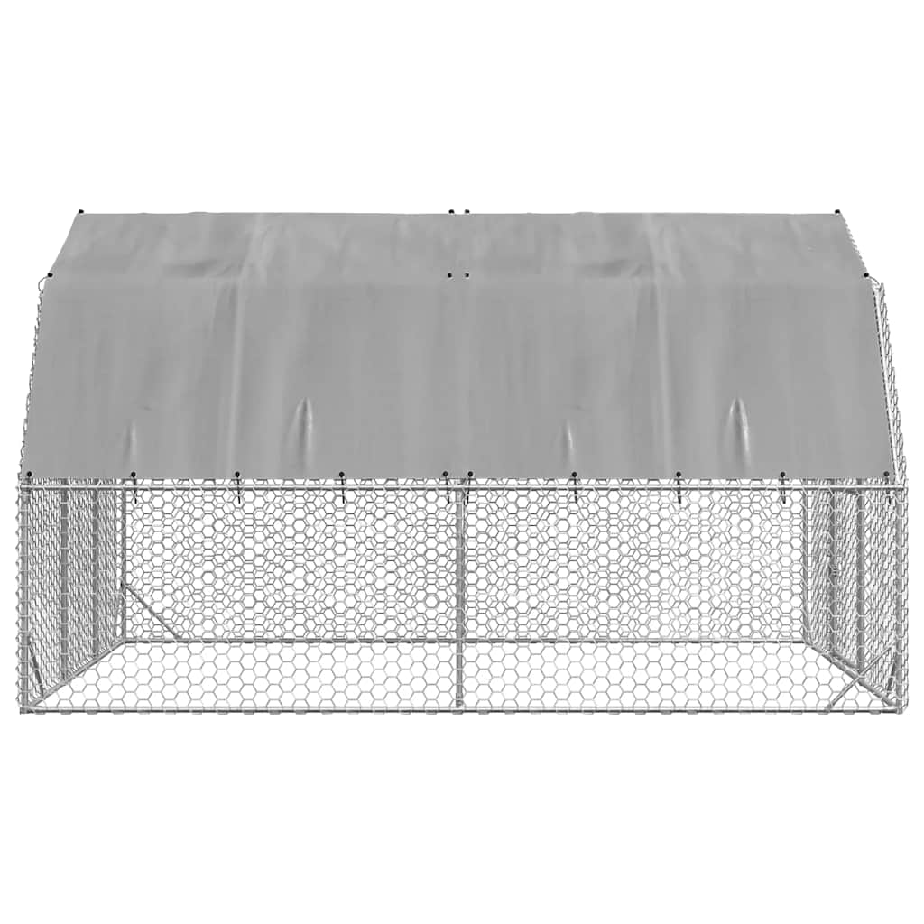 hønsegård med tag 2,5x4x2,25 m galvaniseret stål