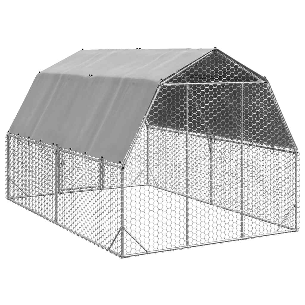 hønsegård med tag 2,5x4x2,25 m galvaniseret stål