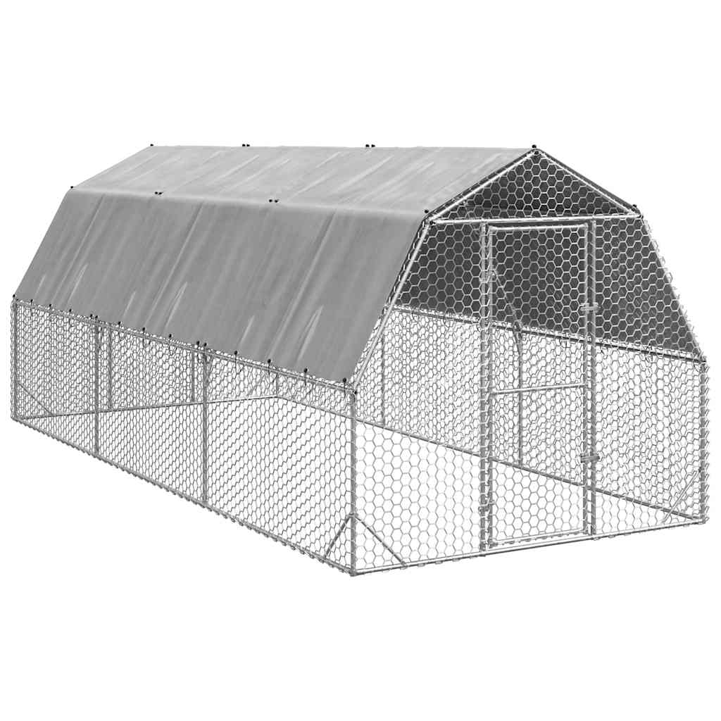 hønsegård med tag 2,5x6x2,25 m galvaniseret stål