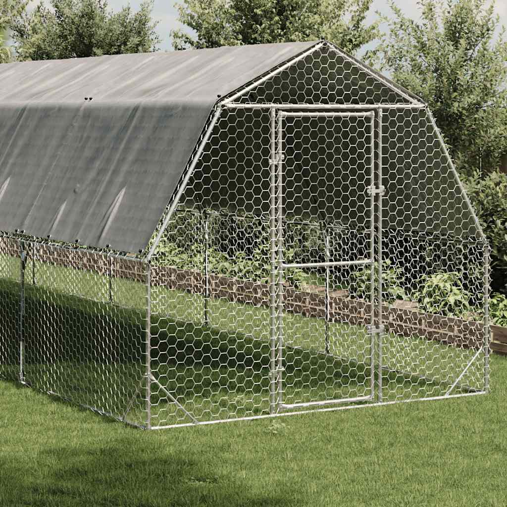 hønsegård med tag 2,5x6x2,25 m galvaniseret stål