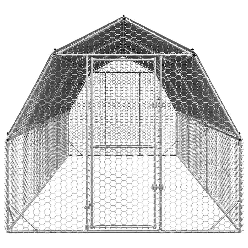 hønsegård med tag 2,5x6x2,25 m galvaniseret stål