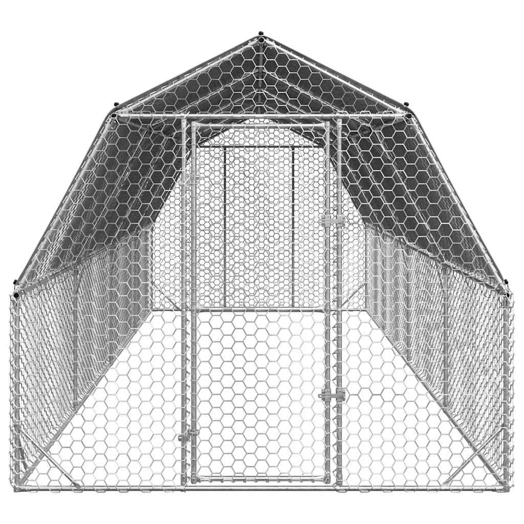 hønsegård med tag 2,5x8x2,25 m galvaniseret stål
