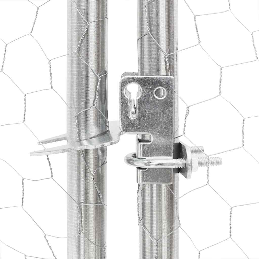 hønsegård med tag 2,5x8x2,25 m galvaniseret stål