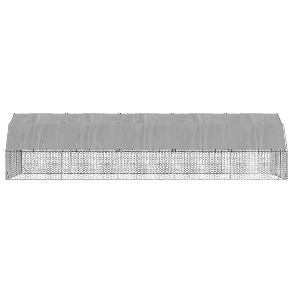 hønsegård med tag 2,5x10x2,25 m galvaniseret stål
