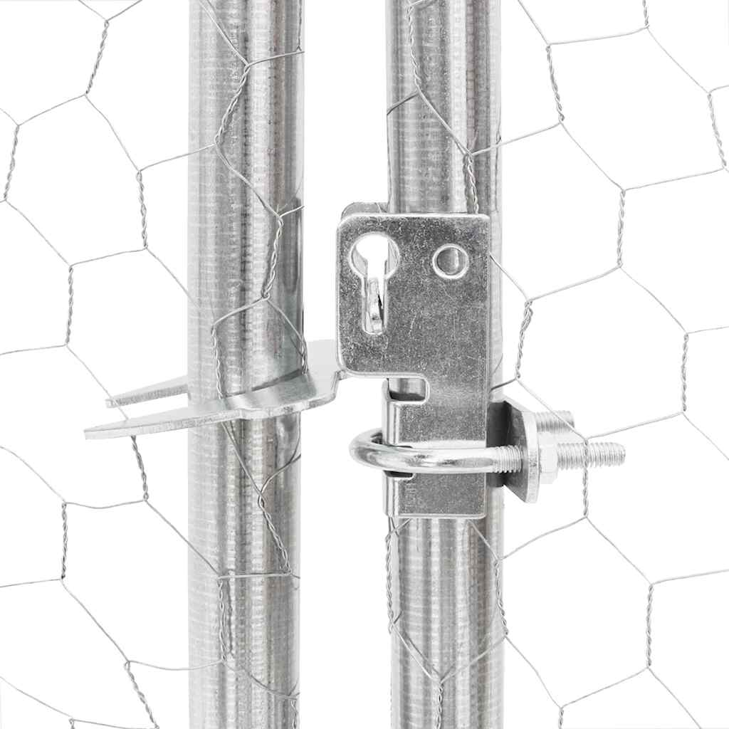 hønsegård med tag 2,5x10x2,25 m galvaniseret stål