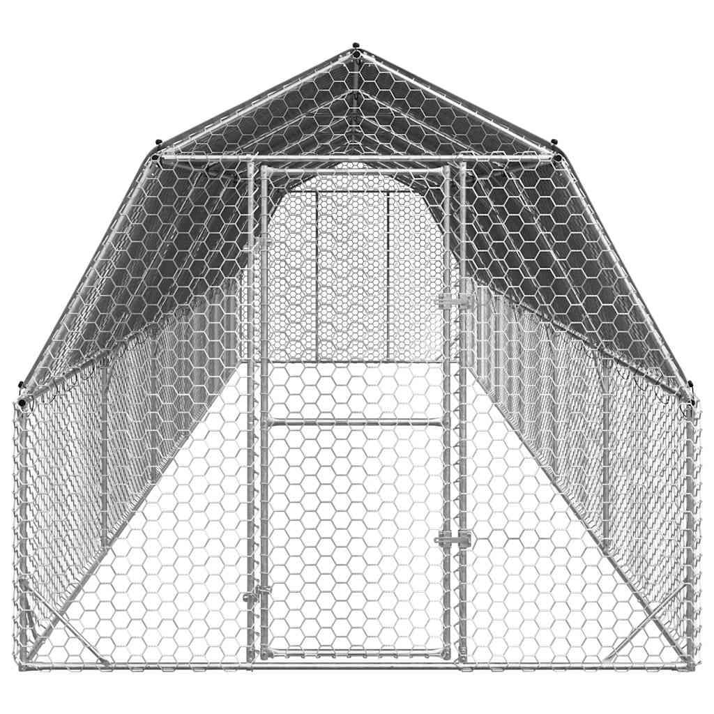 hønsegård med tag 2,5x12x2,25 m galvaniseret stål