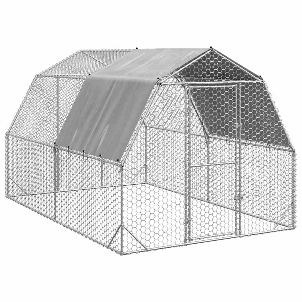 hønsegård med tag 2,5x4x2,25 m galvaniseret stål