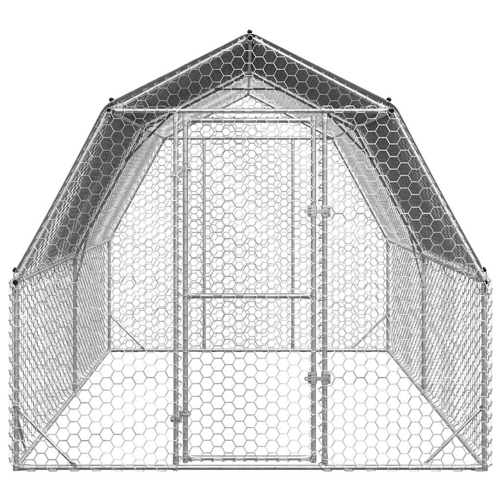 hønsegård med tag 2,5x4x2,25 m galvaniseret stål