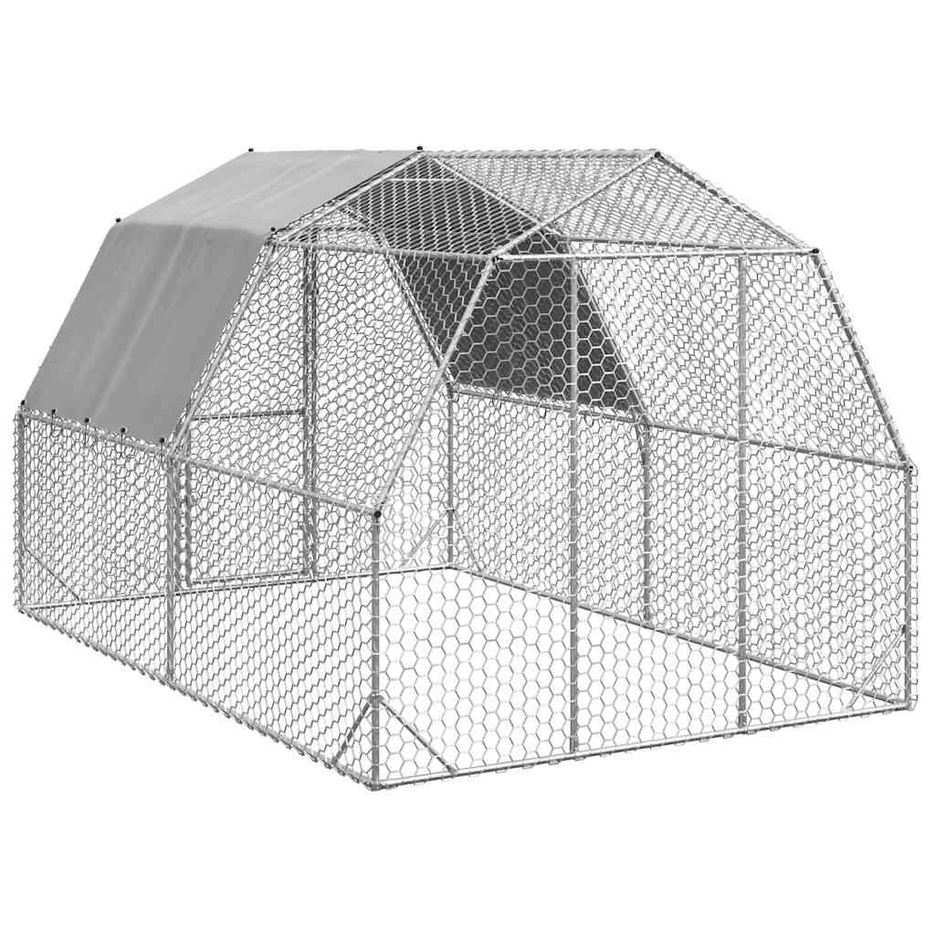 hønsegård med tag 2,5x4x2,25 m galvaniseret stål