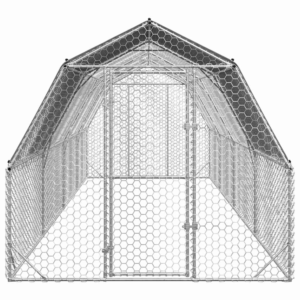 hønsegård med tag 2,5x8x2,25 m galvaniseret stål