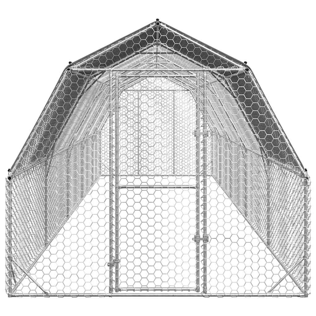 hønsegård med tag 2,5x10x2,25 m galvaniseret stål