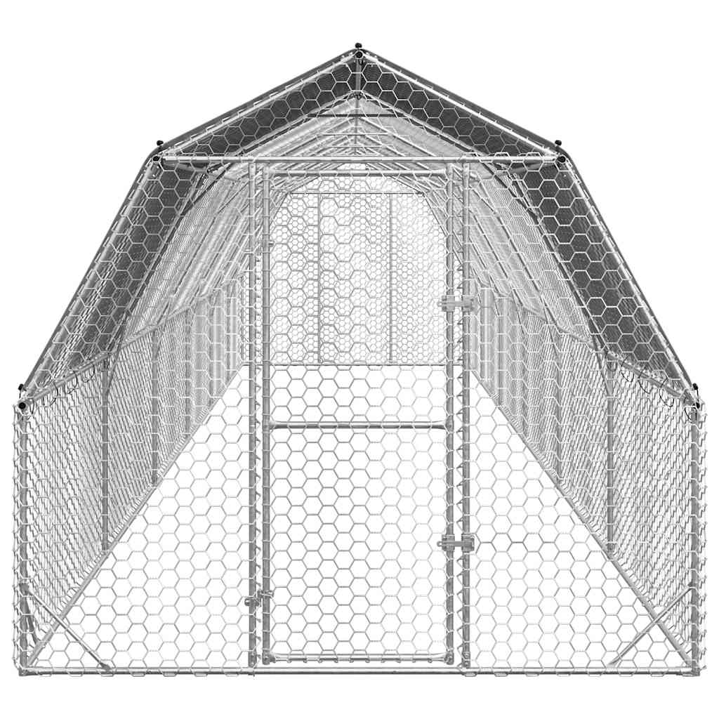 hønsegård med tag 2,5x12x2,25 m galvaniseret stål