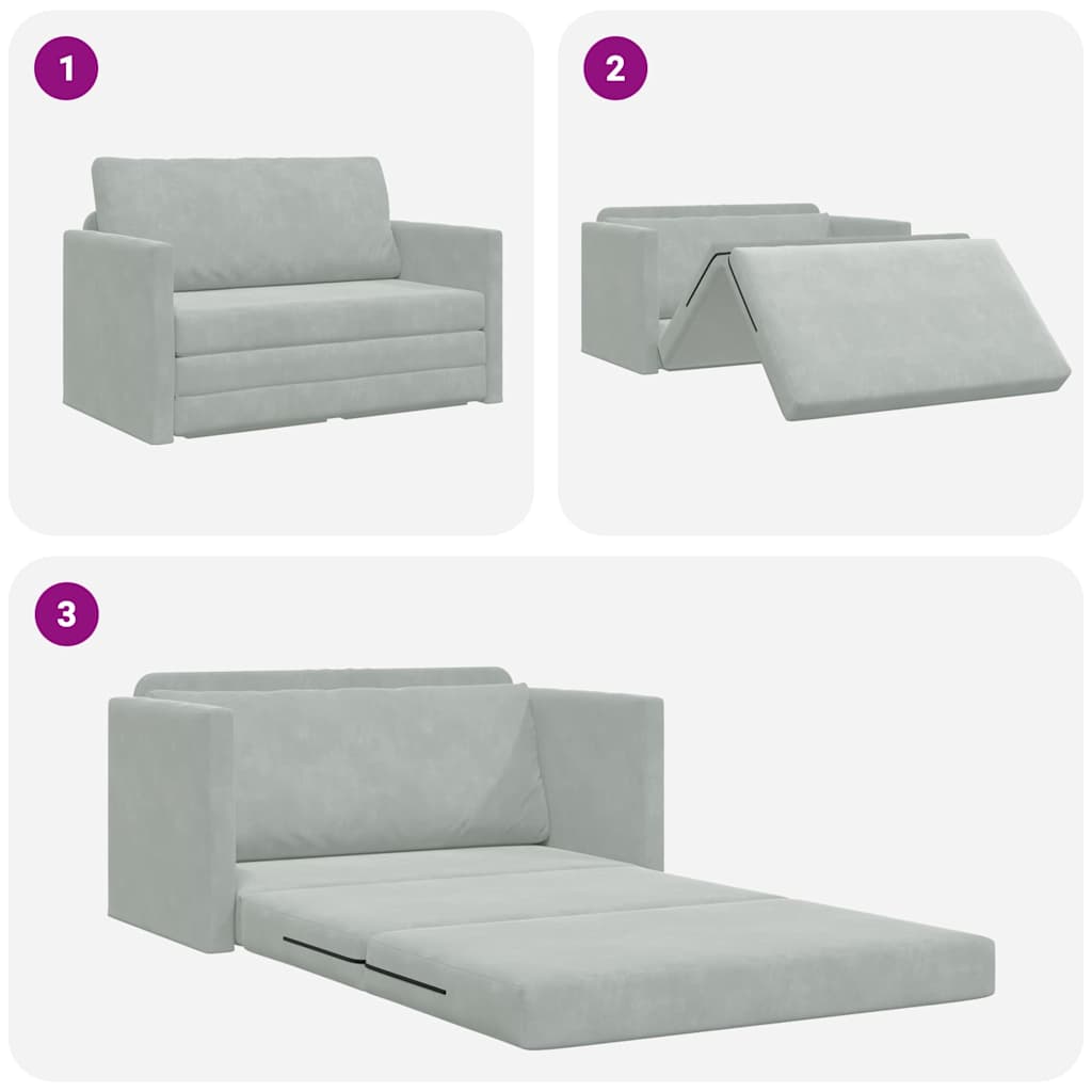 Sovesofa Lysegrå 124 x 204 x 61 cm Fløjl