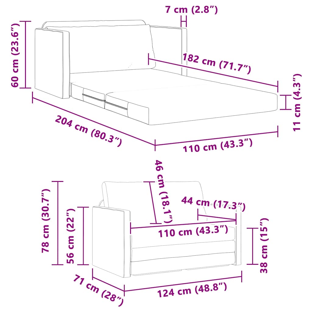 Sovesofa Creme 124 x 71 x 78 cm Kunstlæder