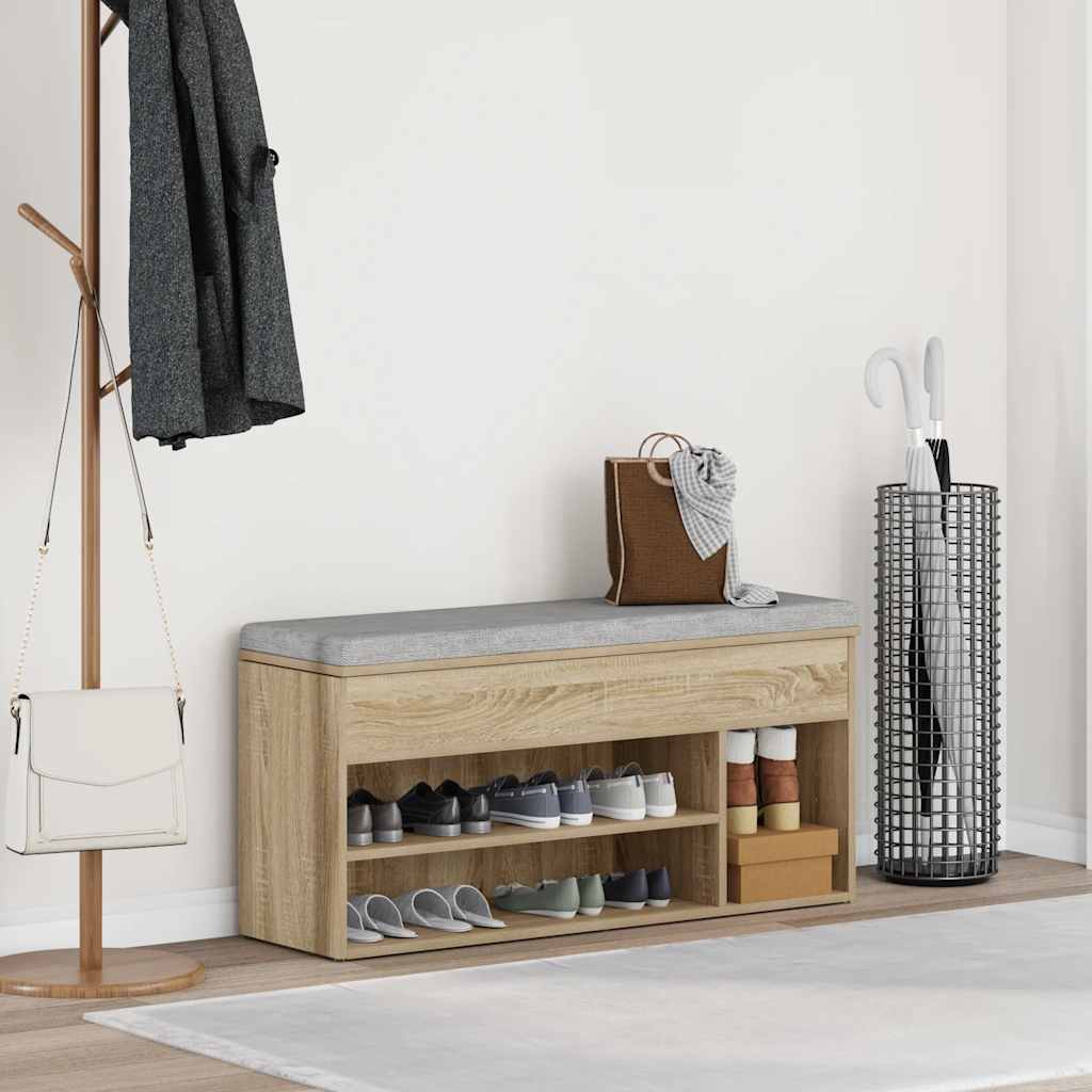 skobænk 102x30,5x45 cm konstrueret træ sonoma-eg