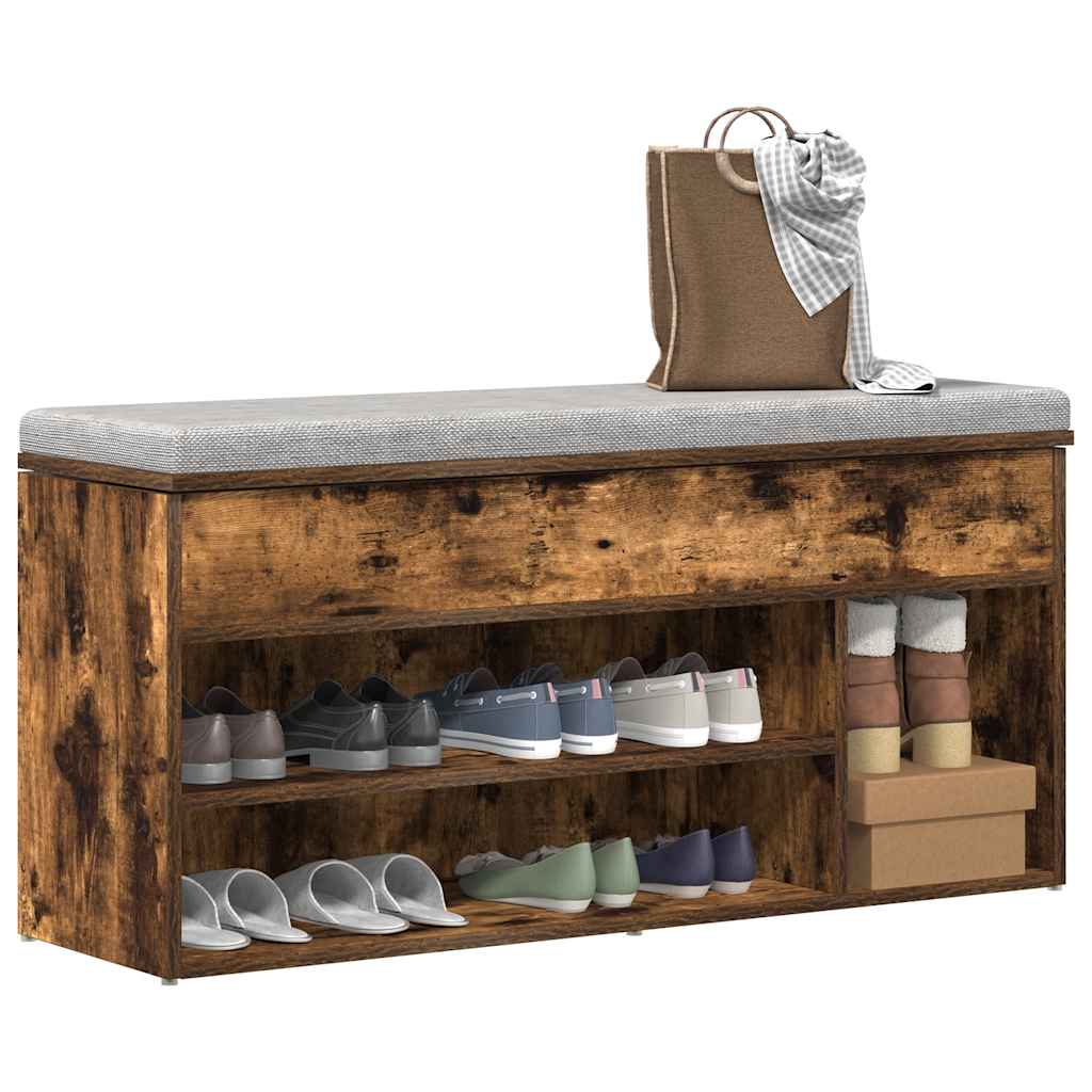 skobænk 102x30,5x45 cm konstrueret træ røget egetræsfarve