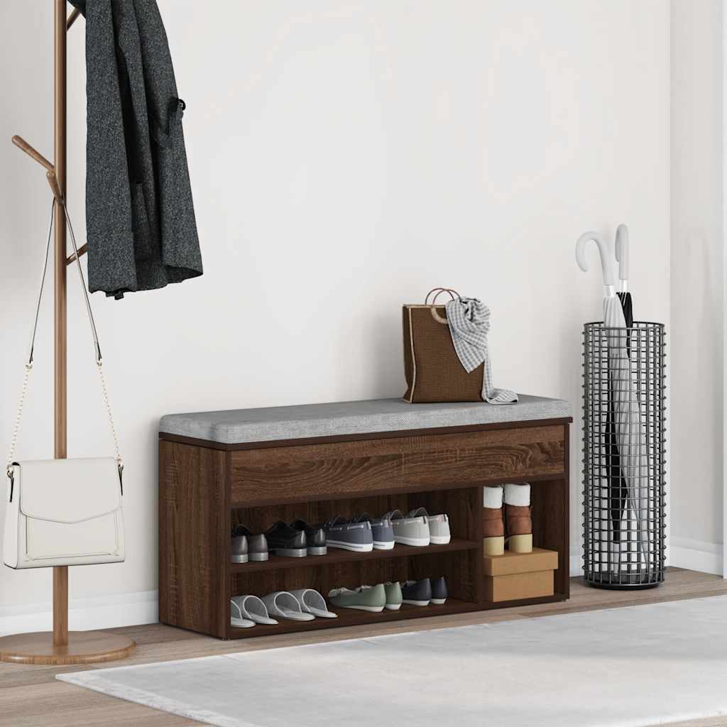 skobænk 102x30,5x45 cm konstrueret træ brun egetræsfarve