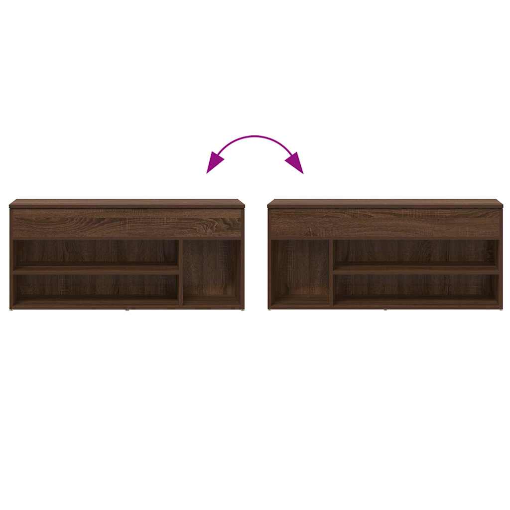 skobænk 102x30,5x45 cm konstrueret træ brun egetræsfarve