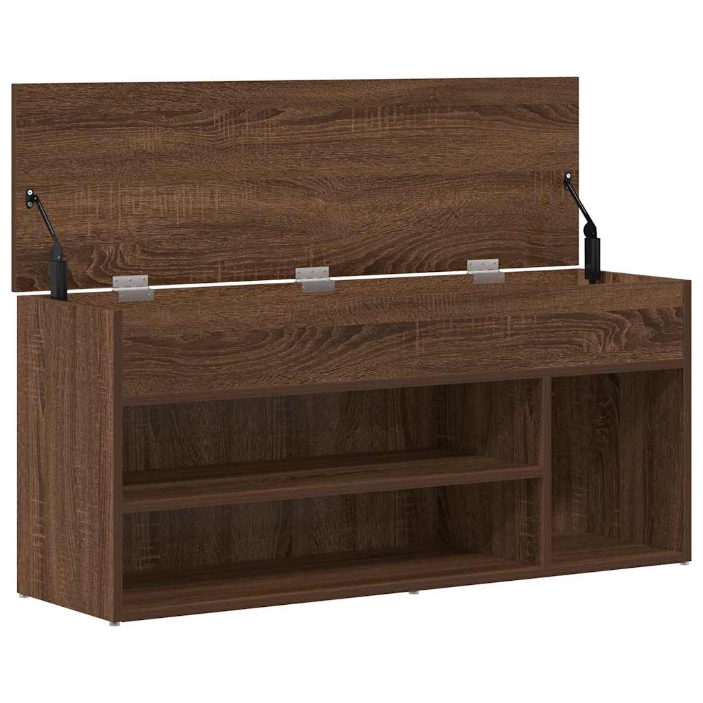skobænk 102x30,5x45 cm konstrueret træ brun egetræsfarve