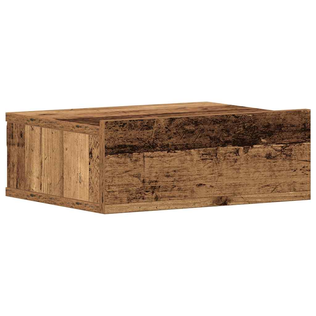 væghængt natbord 40x32x15 cm konstrueret træ gammelt træ-look - Flotthjem