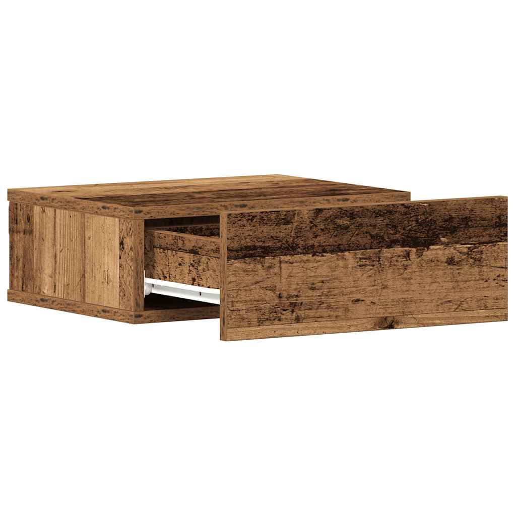 væghængt natbord 40x32x15 cm konstrueret træ gammelt træ-look - Flotthjem