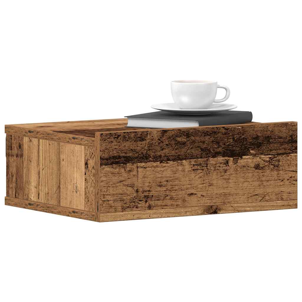 væghængt natbord 40x32x15 cm konstrueret træ gammelt træ-look - Flotthjem