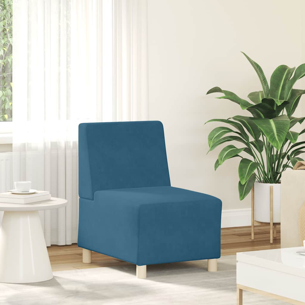 modulær sofa uden armlæn blå 55 cm fløjl