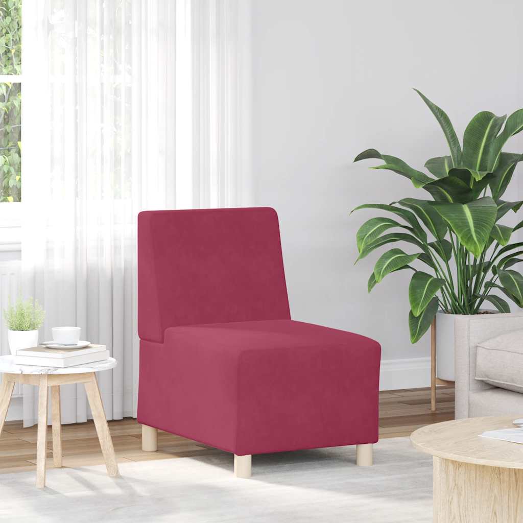 modulær sofa uden armlæn vinrød 55 cm fløjl