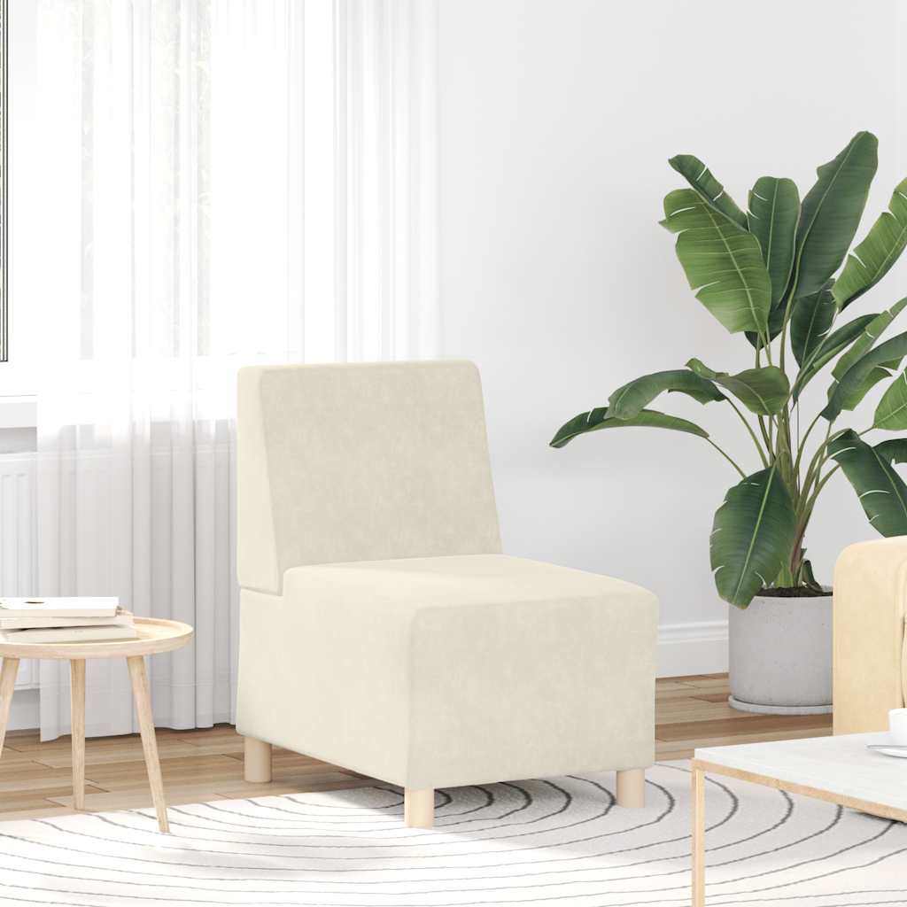 modulær sofa uden armlæn cremefarvet 55 cm fløjl