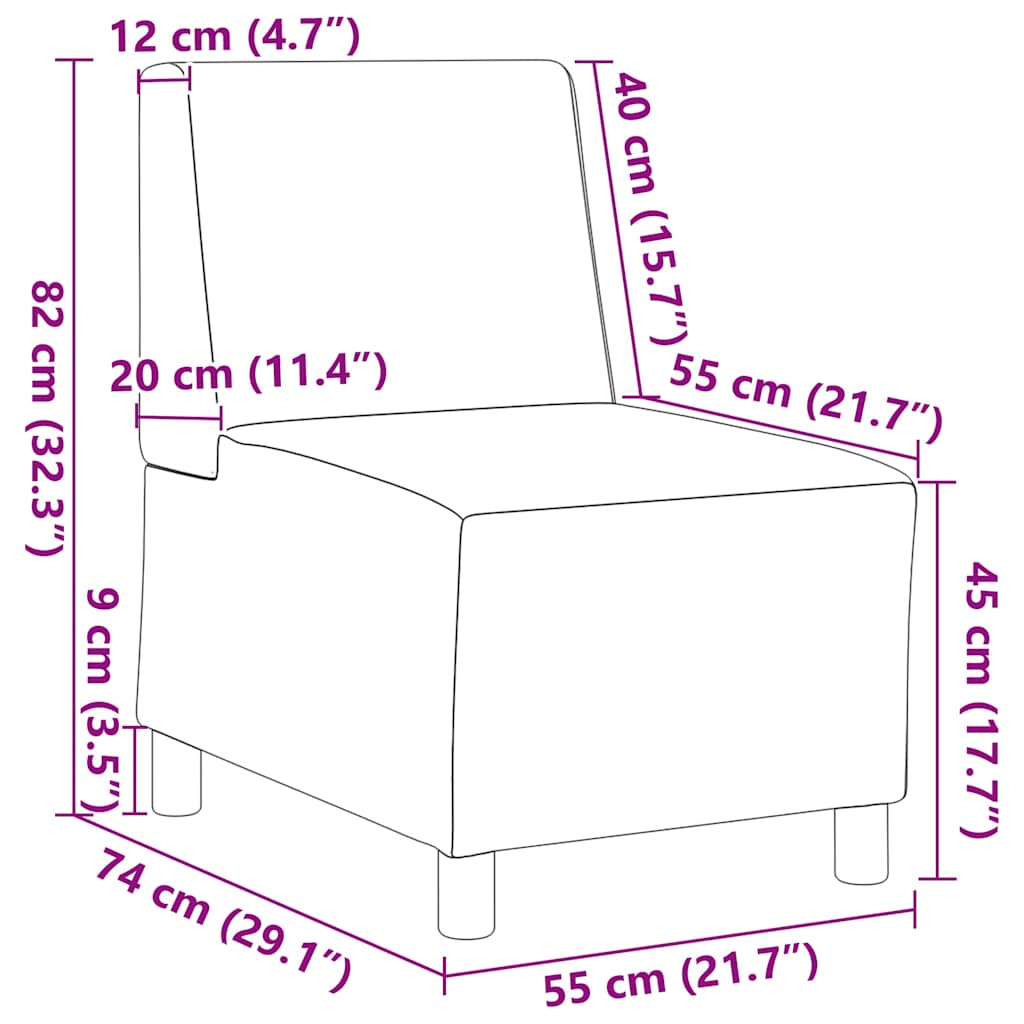 sofastol uden armlæn 55 cm kunstlæder Cappuccino