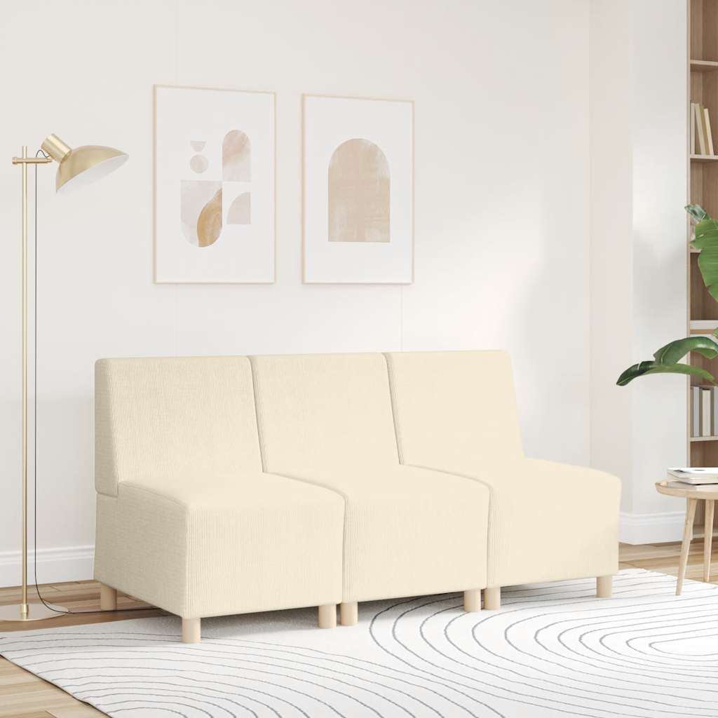 sofastol uden armlæn 55 cm fløjlsstof cremefarvet