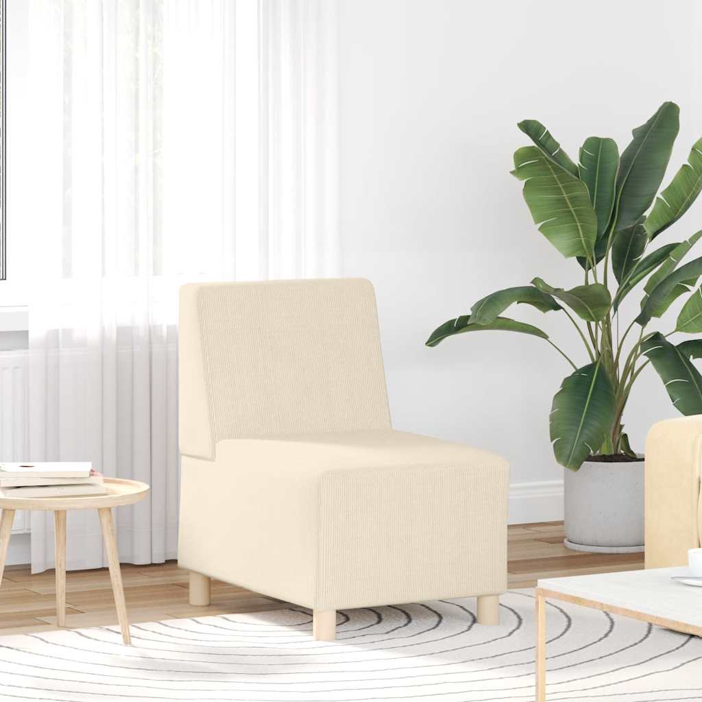 sofastol uden armlæn 55 cm fløjlsstof cremefarvet