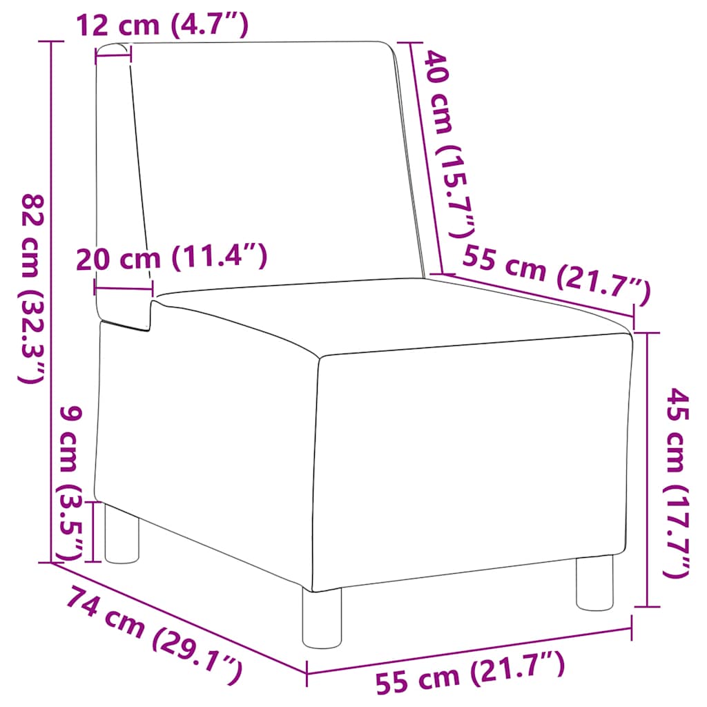sofastol uden armlæn 55 cm stof lysegul