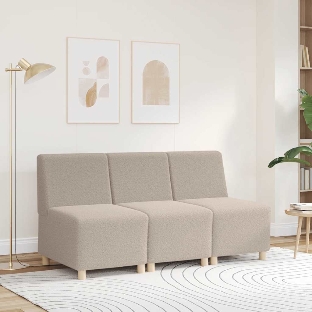 modulær sofa uden armlæn lysegrå 55 cm krøllet uldlignende stof