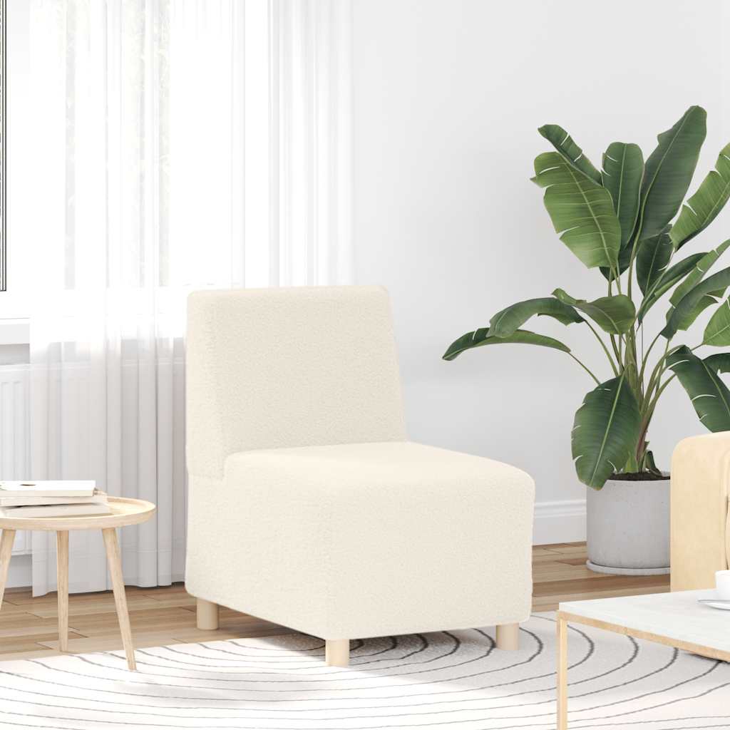 modulær sofa uden armlæn cremefarvet 55 cm krøllet uldlignende stof
