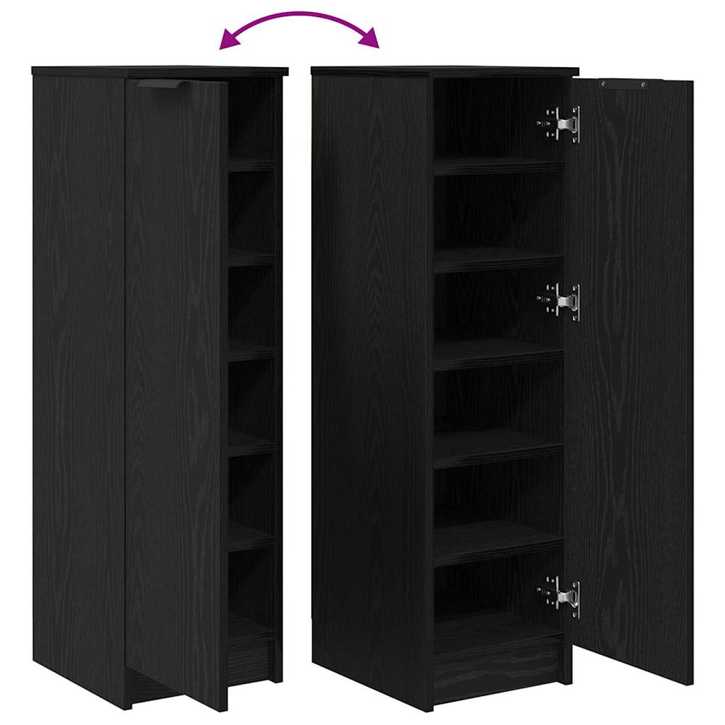 Skoskab med hylde Sort eg 29.5 x 35 x 101 cm Konstrueret træ