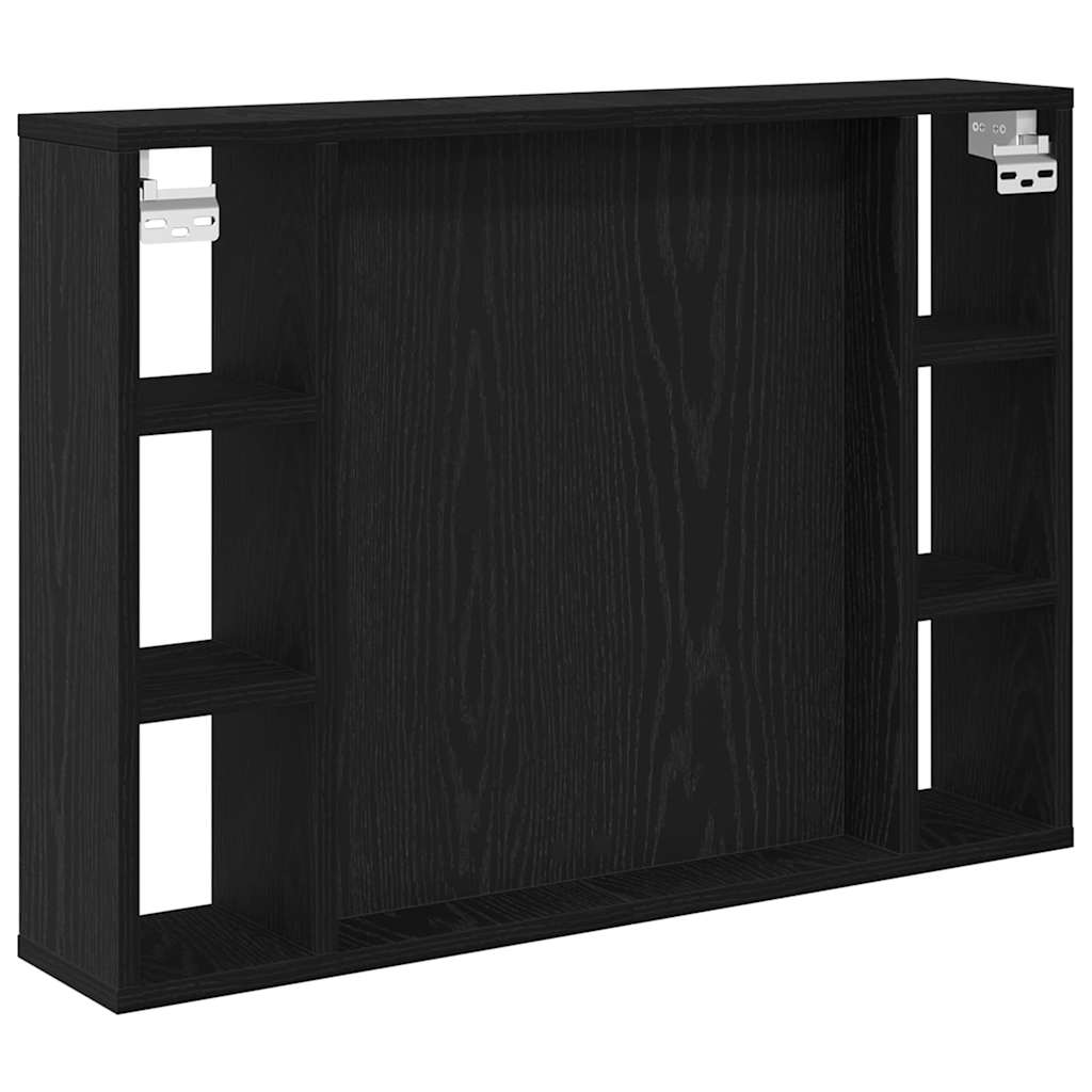 Spejlskab med spejllys Sort eg 76 x 15 x 55 cm Konstrueret træ