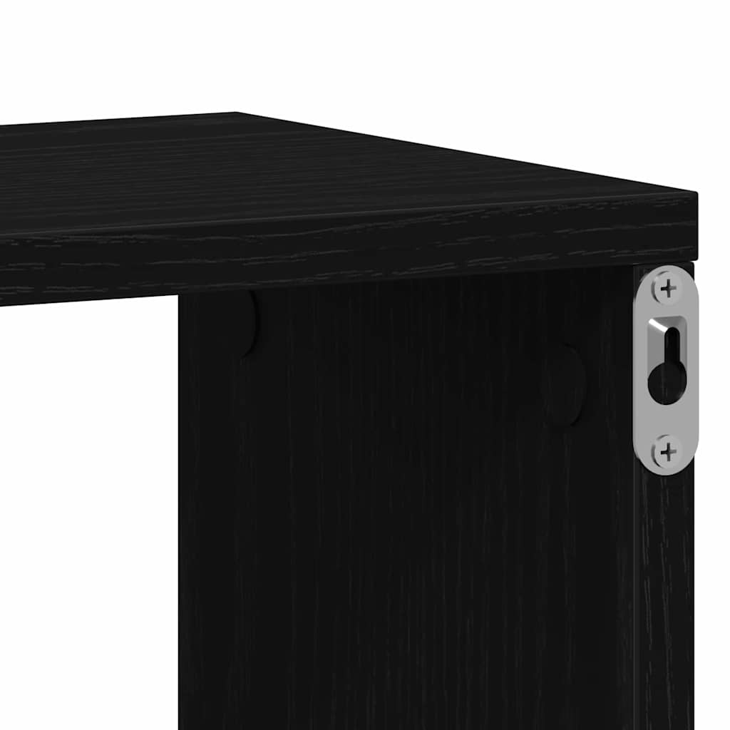Væghylde med hylde Sort eg 85 x 16 x 52.5 cm Konstrueret træ