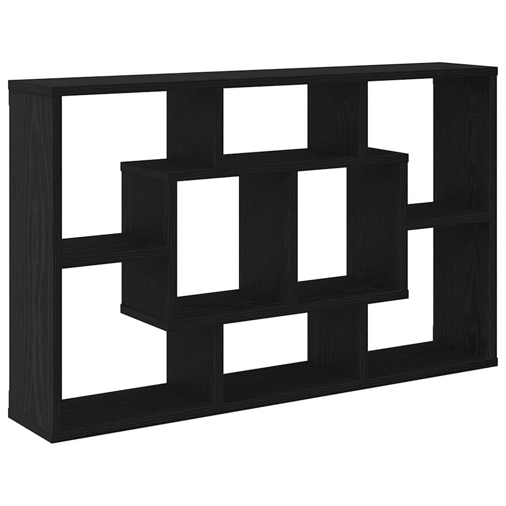 Væghylde med hylde Sort eg 85 x 16 x 52.5 cm Konstrueret træ