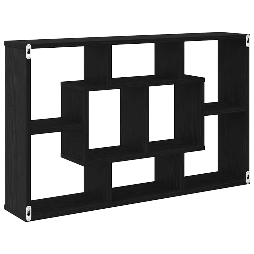 Væghylde med hylde Sort eg 85 x 16 x 52.5 cm Konstrueret træ