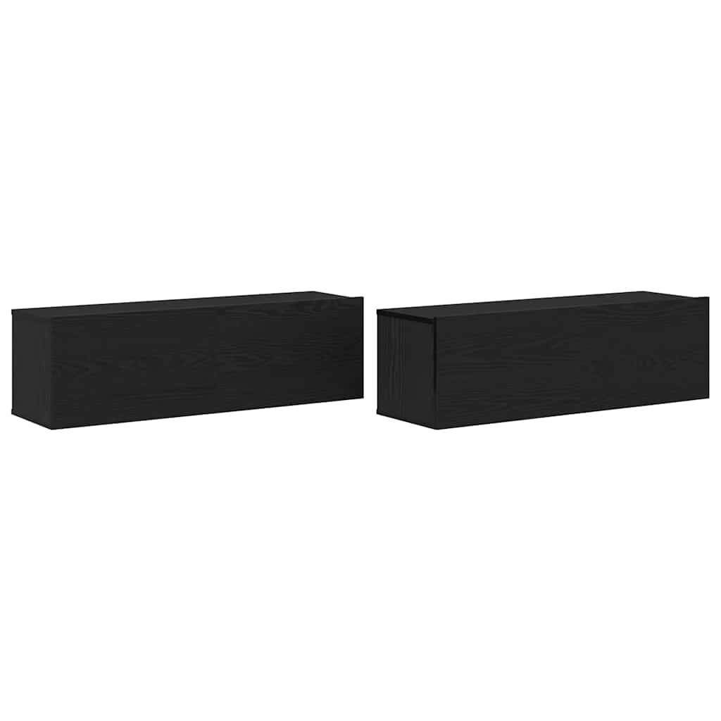TV-skab 2 pcs Sort 100 x 30 x 30 cm Konstrueret træ