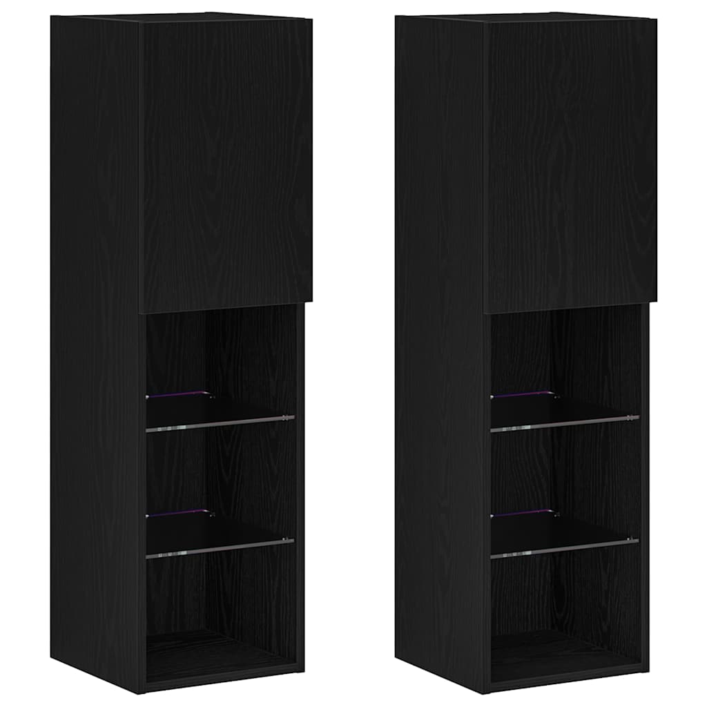 TV-skab 2 pcs Sort 30,5 x 30 x 102 cm Konstrueret træ