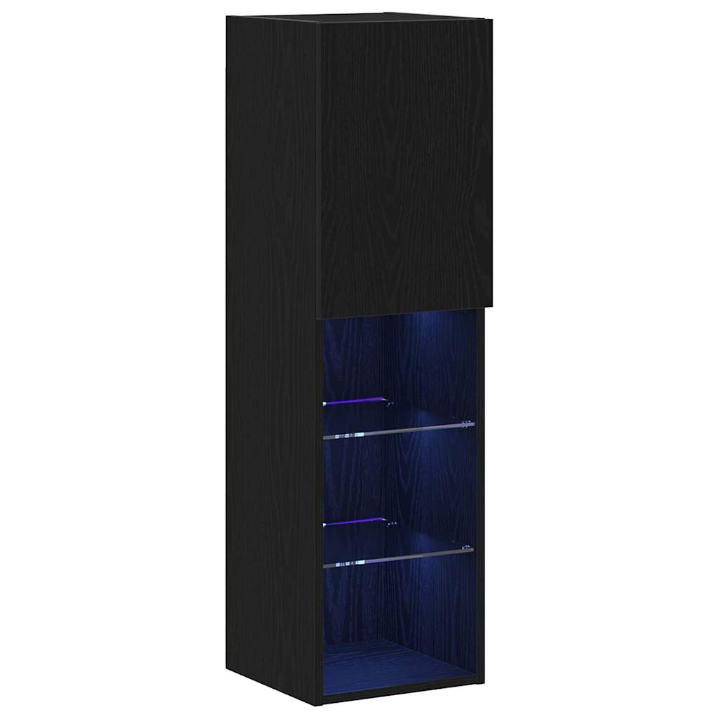 TV-skab 2 pcs Sort 30,5 x 30 x 102 cm Konstrueret træ