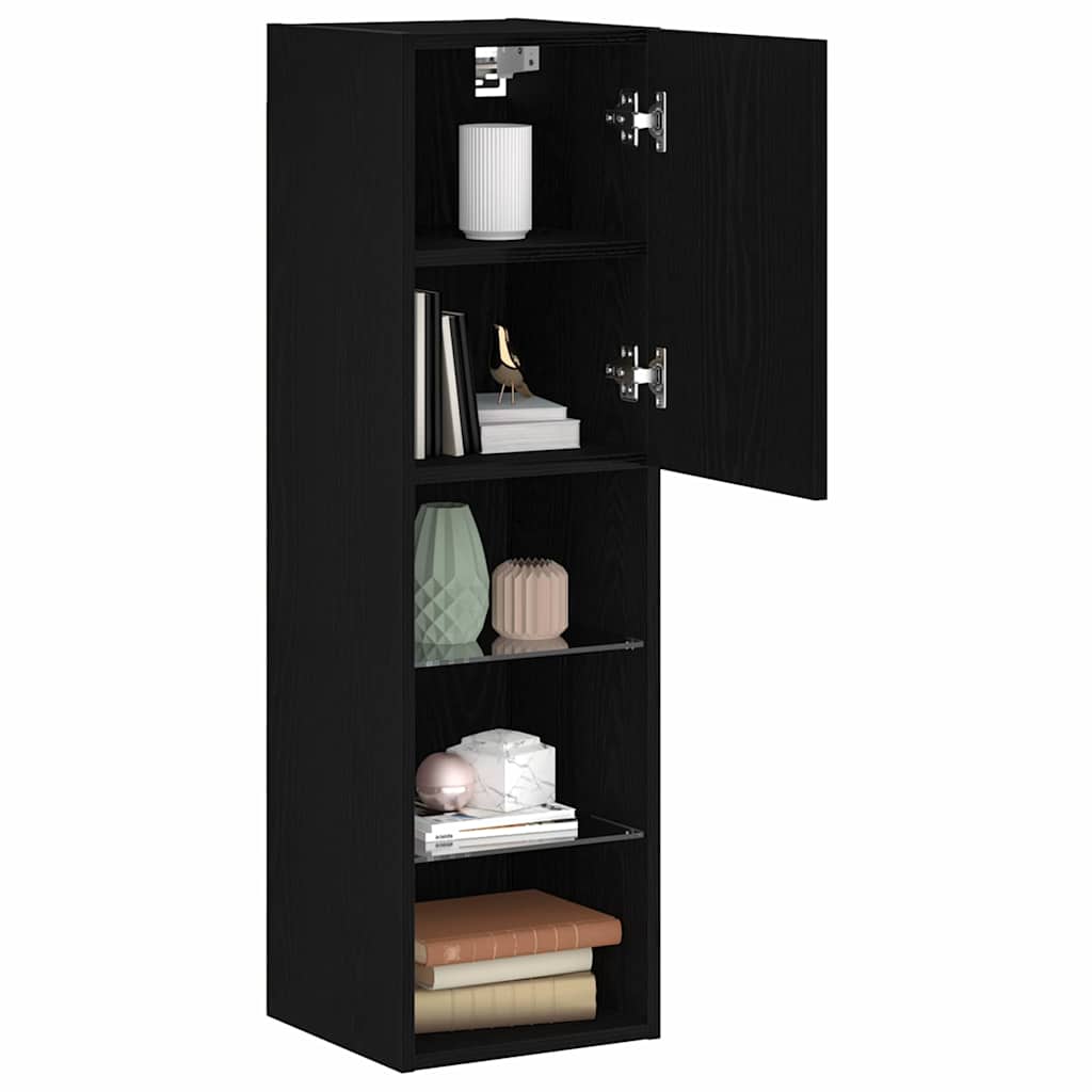 TV-skab 2 pcs Sort 30,5 x 30 x 102 cm Konstrueret træ