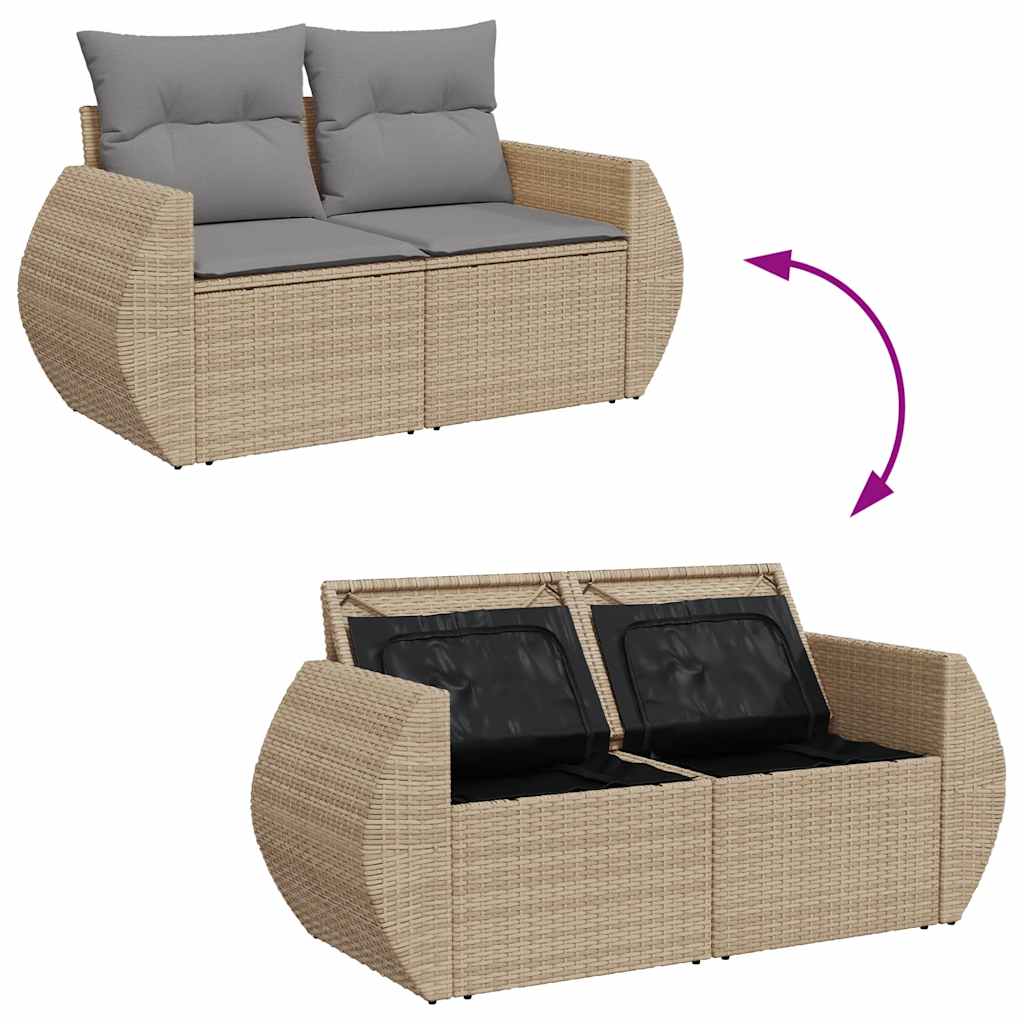 sofasæt til haven 7 dele med hynder polyrattan beige