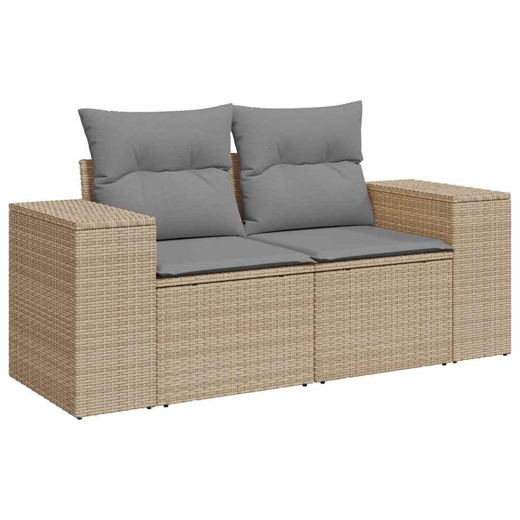 sofasæt til haven 7 dele med hynder polyrattan beige