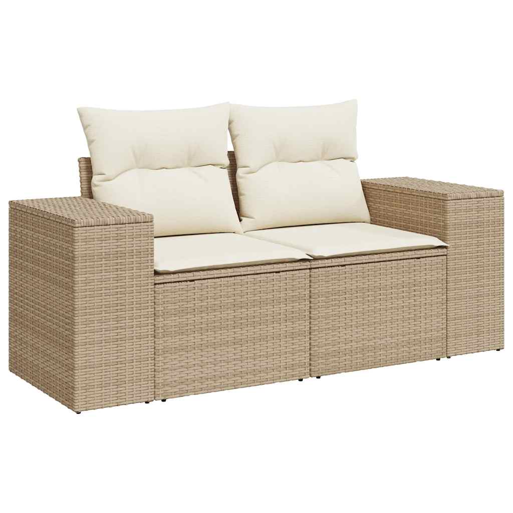 sofasæt til haven 8 dele med hynder polyrattan akacietræ beige