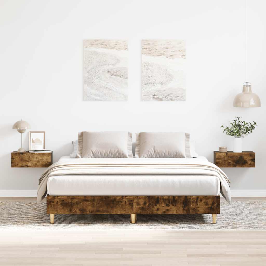 sengestel uden madras 140x200 cm konstrueret træ røget eg