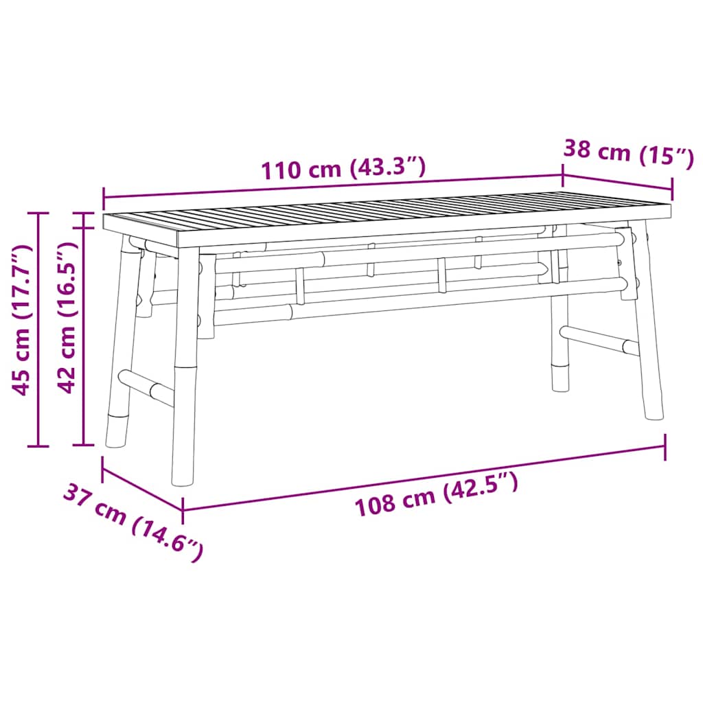 Bænk Brun 110 x 38 x 45 cm Bambus