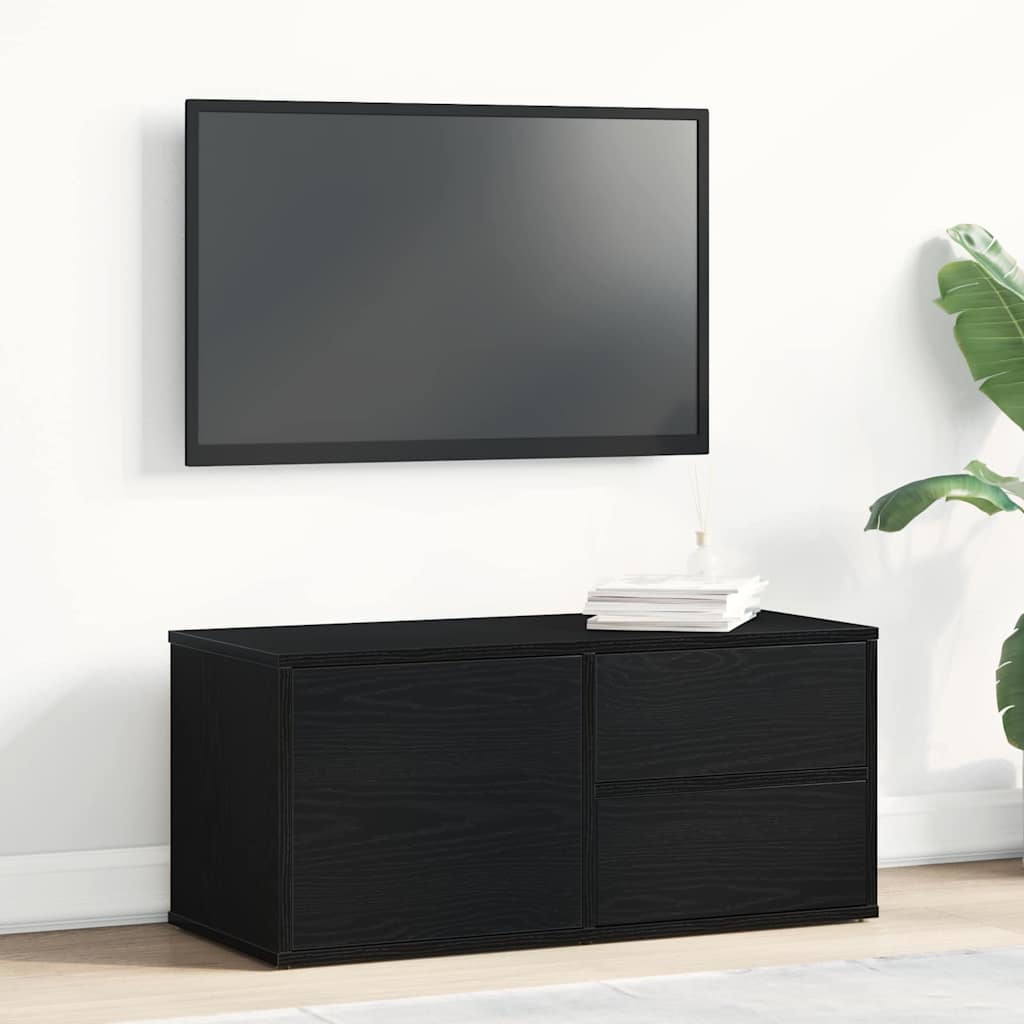 TV-bord med skuffe Sort 80 x 34 x 35.5 cm Konstrueret træ
